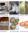Images of 99.9% Pure Copper Wire Mesh Screen Roll for Window, Door, screens used in shielding labs, medical equipment, and crafts