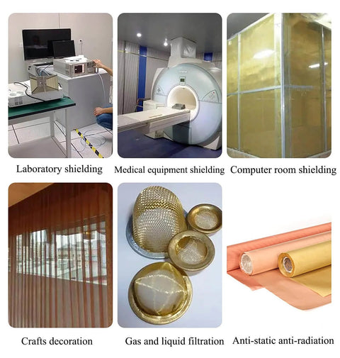 Images of 99.9% Pure Copper Wire Mesh Screen Roll for Window, Door, screens used in shielding labs, medical equipment, and crafts