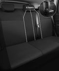 All Black 3D Air Mesh Car Seat Covers With 5mm Foam Padding, Airbag Compatible, Universal Fit For SUV Vans Sedans And Trucks, Full Set Interior Covers showing rear seat with zippers
