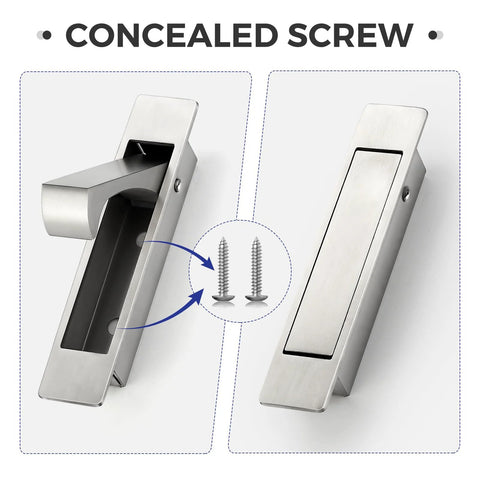 Pocket Door Pull Handle Edge Pull Satin Nickel Flush Mount For Sliding Doors 2 Pack With Self Retracting Mechanism Fits Doors