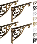 8 Inch Heavy Duty Antique Brass Shelf Brackets Set Of 4 For Wall Mounted Shelves Victorian Baroque Style in multiple finishes