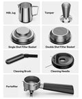 Espresso Machine With Built In Grinder And Milk Frother 20 Bar Coffee Maker For Home Baristas accessories including tamper, portafilter, and filter baskets