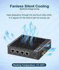 Fanless Micro Firewall Appliance Heavy Hitter featuring Intel J3710, aluminum alloy cooling casing and four Ethernet ports.