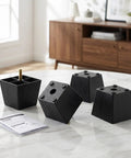 Sofa Foot Supports With Threaded Adjustable Square Furniture Legs 3 Inch Height, 8 Pieces, Plastic And Metal Leveling Feet
