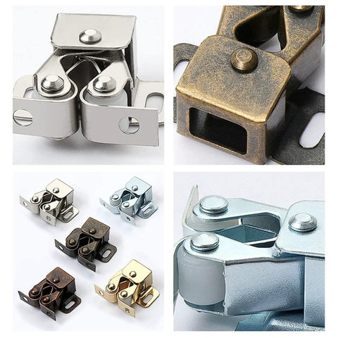 Variety of 6 Pack Galvanized Double Ball Roller Cabinet Catch for Smooth Soft Close Quiet Slam Free Closet Cupboard Hardware Furniture Doors Locking Latch Set in Antique Bronze Finish