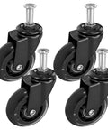 Set of four MySit creeper caster wheels, 2.5-inch rubber wheels on black frames with steel stems.