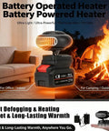 Road Ready Rechargeable Battery Powered Car Heater With Silent Kickin Warmth For Indoor Office And Camping Use Keeps You Toasty Cord Free And Comes With Five Batteries For Zero Hassle in a cozy indoor setting.