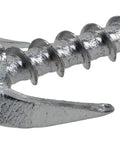 Close-up view of an exterior coated fence post screw 12 by 1 and a half inches heavy duty wood screw for fencing and decking construction.