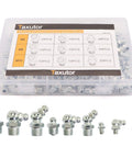 Metric Hydraulic Zerk Grease Fitting Assortment Kit 160 Piece With M6 M8 M10 Straight 45 Degree 90 Degree Angled Fittings