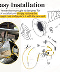 Propane tank-top heater thermocouple safety assembly with tip-over switch; exploded-view diagram for Mr. Heater SunRite.