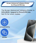 5 Pack Waterproof Adhesive Stickers Kit For iPhone 15 Pro Max 6.7 Inch Pre Cut Watertight Screen Frame Seal Tape For Internal Repair