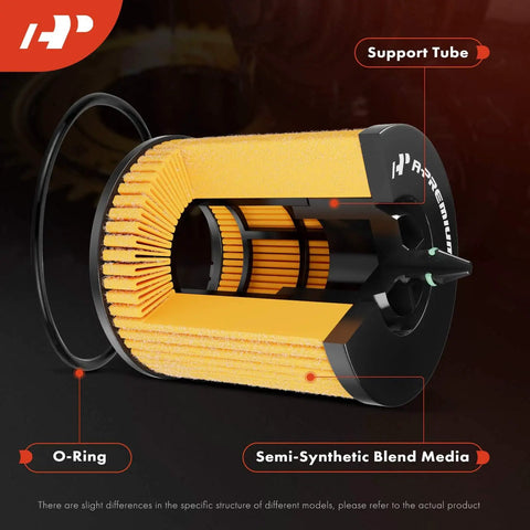 Cross-section of 10K Miles Protection Oil Filter For Mercedes Benz C300 C350e E300 E350 with labeled components