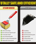 Comparison of No Bristle Grill Brush With Replaceable Cleaning Head and traditional bristle brush showing safety and efficiency differences.