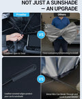 Custom Fit Windshield Sun Shade Umbrella For Honda Odyssey 2018 Through 2026 showing Proadsy design vs others, highlighting easy setup and leather edges.