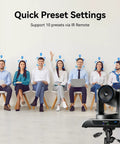Group in meeting with 4K AI Auto Tracking PTZ Camera With 3X Optical Zoom And 93 Degree Wide Angle for video conferencing.