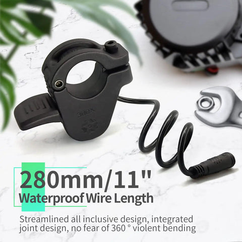 300X Thumb Throttle Waterproof 3PIN Female Plug For E-Bike Handlebar Mount, Works With 12V To 72V BBS01 BBS02 Mid-Drive Motors, Easy On-Bar Installation, Fits 24V To 72V Systems