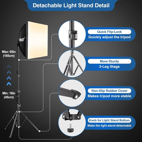 Pro 16x16 Softbox Lighting Kit With 85W LED Bulbs Remote Control 3000K-6000K Color Temp And 65 Inch Adjustable Tripod Stand details