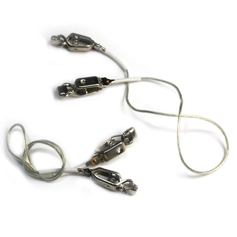 Pro Grade Fencing Body Cord and Mask Cord Set with Twin Core Copper Wires and Clips, clear wire shown