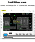 Display of Two Channel 100MHz DDS Oscilloscope And Signal Generator Combo With 1GSa Sampling Rate, featuring 7-inch HD screen.