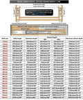 Specifications chart for Beefy Heavy Duty Locking Drawer Slides With Screws 500 Lb Capacity Full Extension 3 Fold Ball Bearing Rails.