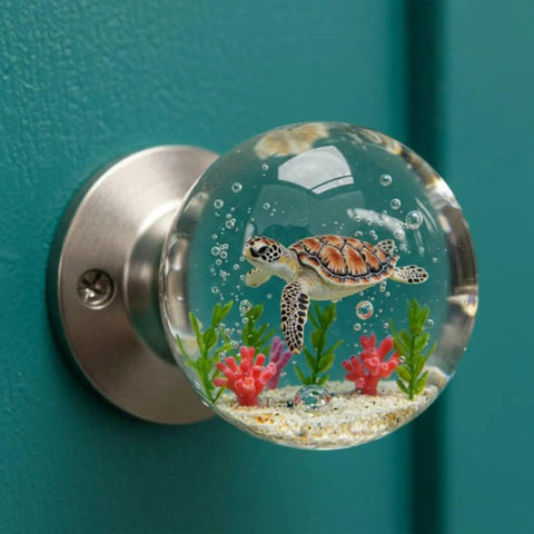 Kickstart Your Home Refresh With Vintage Floral Resin Cabinet Handles Featuring Smooth Gliding Drawer Pulls And Rock Solid Metal Hardware For Adding Old School Charm To Any Dresser Upgrade. Round turtle knob with coral design in resin.