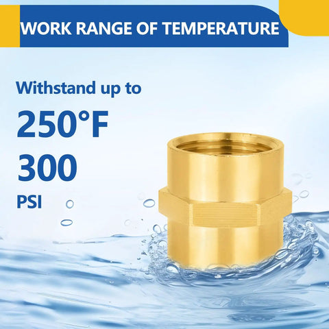 Ten Pack Brass Pipe Fittings Coupling Three Quarter Inch NPT Female To Three Quarter Inch NPT Female Connector