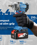Hardcore Garage Ready 20v Brushless Impact Wrench Delivers 503 Ft Lbs No Sweat Torque Standard Drive dimensions of tool and battery
