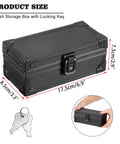 Lockable Cash Box With Key Aluminum Alloy Money Organizer for home and office, 6.9x3.3x2.9 inches, black with key