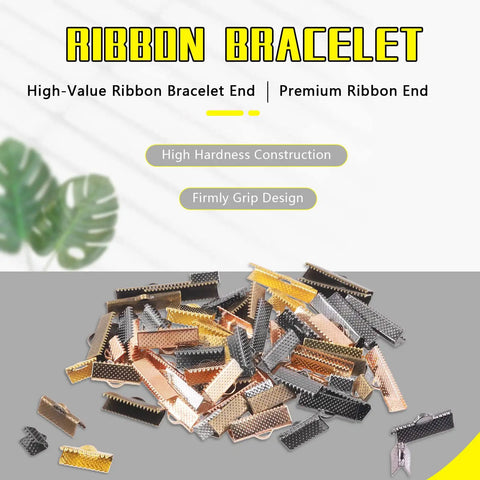 All In One DIY Jewelry Making Kit With 701 Pcs Ribbon End Clips And Pliers variety of colored iron fold over clips