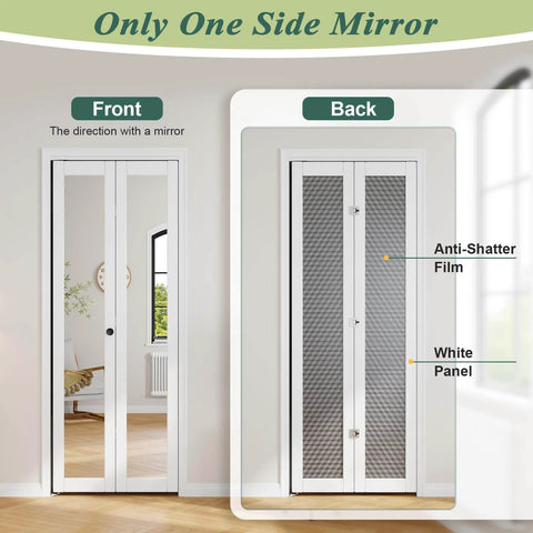 Bifold Door For 30x80 Opening With Double 15x80 Panels And Mirror Lites, Interior Bi Fold Barn Doors With Concealed Hardware Kit