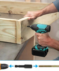 Person using Knockout 1/4-20 X 3 Inch Hanger Bolts 20-Pack With Drive Bit to join wooden pieces.