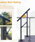 7 Step Outdoor Handrail Built From Galvanized Carbon Steel With Double Layer Protection Powder Coated Black Iron Stair Railing detail