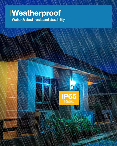 Outdoor house with IP65 rated light fixture, showcasing weatherproof Clear Vintage Filament LED ST64 Waterproof Bulbs