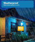 House in rain showing IP65 rated weatherproof lighting for Sixteen Pack Dimmable Vintage Edison Led Bulbs With Cozy Soft White Two Thousand Seven Hundred Kelvin Glow Equivalent To Sixty Watts Using Just Eight Point Five Watts Delivering Eight Hundred Lumens Waterproof Clear Glass E Twenty Six Base.