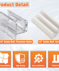 Sliding Shower Door Bottom Guide Rail Set For 1/2 Inch And 3/8 Inch Glass Tracks showing nylon and acrylic rail materials