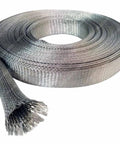 Beefy Heavy Duty 1.5 Inch Flat Tinned Copper Braid Sleeving For EMI RFI Shielding Flexible Wire Mesh 0.96 Inch Diameter