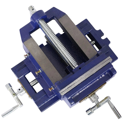 Six Inch Cross Slide Vise For Drill Press And Benchtop Milling, rugged cast iron body, wide serrated jaws, smooth XY motion.