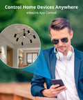 Man in sunglasses using phone to control lights with Two Gang 1 Way WiFi Touch Light Switch For Alexa And Google Home, 2.4 GHz Only, RF433 Remote Control.