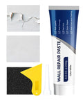 All In One Drywall Patch Kit With Scraper For Cracks And Holes Quick Fix For Home Walls And Apartments showing paste, scraper, sandpaper