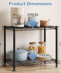 Beefy 2 Tier Metal Wire Storage Shelves With Adjustable Racks Holds Up To 200 Lbs Per Shelf Black Steel Organizer kitchen setup