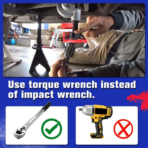 Mechanic using Heavy Duty Torsion Bar Unloading Tool Kit For Silverado Sierra Tahoe with torque wrench illustration