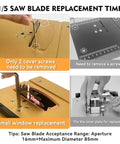Craft Table Saw With Dual 795 Motors And Switches, 200W Power, 12,000 RPM, 26mm Adjustable Height, blade replacement steps