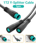 Y Splitter Extension Wire With Julet Type 5pin Connector For Bike Headlight Cable, 7 Inch, waterproof, black cable with connectors