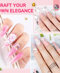 Acrylic Nail Kit With Drill For Beginners All In One Gel Nail Set With pink and white floral nail art designed for home salon use.