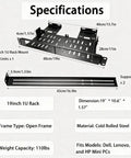 Heavy Duty Double Stack 19 Inch 1U Rackmount Bracket For Mini Pc Server Enclosure with specifications and dimensions.