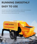 Field Ready Mini Concrete Pump Machine With Portable Hydraulic Setup And Plug And Play Vibrating Screen Filter For No Headache High Pressure Grouting On Any Real Deal Build Site, yellow compact unit on construction site.