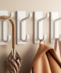 Wall Hooks For Coats And Towels 13 Lb Load Heavy Duty Stick On Adhesive Door Hanger White 4 Pack Double Hook Design
