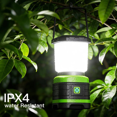LED Camping Lantern Battery Powered Lights Portable Lanterns For Emergency Power Outages Hurricanes Outdoor Hiking And Survival Gear Home Use 2 Pack All Weather Ready hanging on tree branch