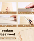 MITINU 55-pack basswood sheets, 12x12 inches, 2 mm thick unfinished square boards with smooth surface