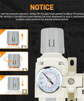 Instructions for adjusting 3/8 Inch NPT FRL Air Filter Regulator Lubricator Unit With Semi Auto Drain And Pressure Gauge